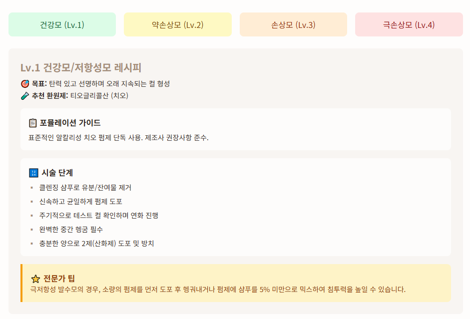 미용실 펌 레시피 성분 분석...